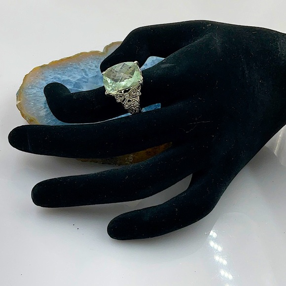 Vtg. Sterling Silver Green Amethyst Ring Size 7 1/2 (Size 7.5) - Picture 11 of 11